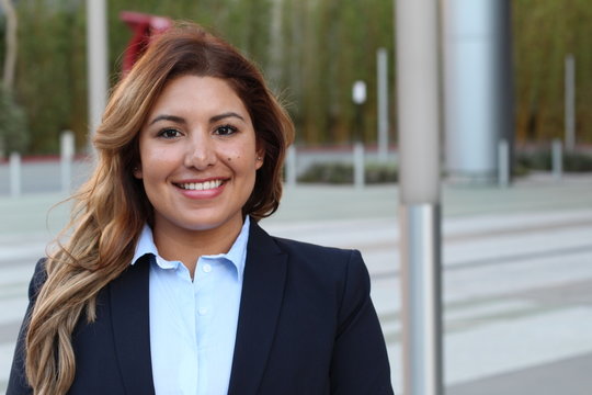 Beautiful Smiley Confident Businesswoman Portrait Outside