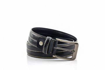 Black leather belt for men.