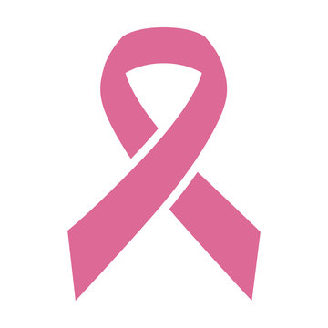 Pink ribbon for breast cancer awareness flat icon