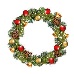 Fototapeta na wymiar Christmas wreath isolated on white.