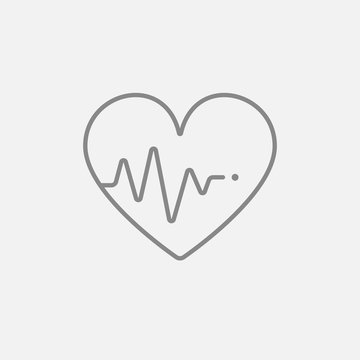 Heart with cardiogram line icon.