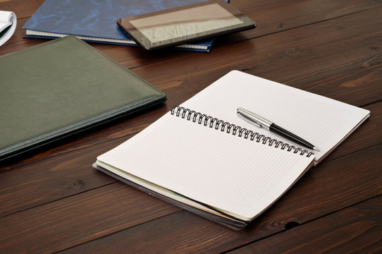 Open notebook on the office desk