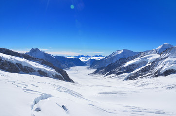 スイス　ユングフラウヨッホから見たアレッチ氷河