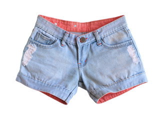 Women jeans shorts isolated on white background