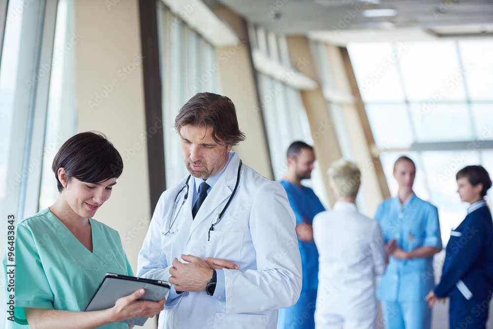 Wall mural group of medical staff at hospital