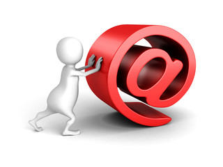 White 3d Person With Red AT E-mail Symbol