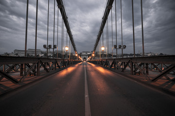 Chain bridge at dusk