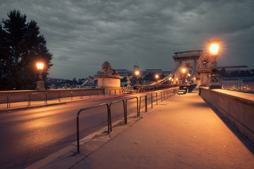 Chain bridge at dusk