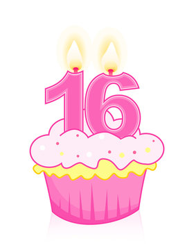 Sweet sixteen birthday cupcake