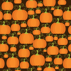 Seamless pattern with pumpkins isolated on dark background, than