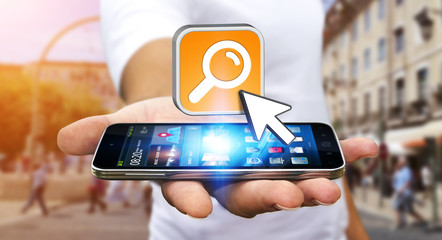 Young man surfing on internet