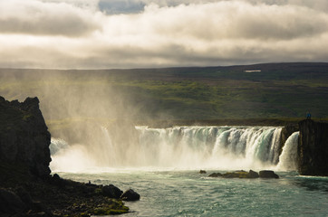 Godafoss waterfall or waterfall of the gods, north Iceland
