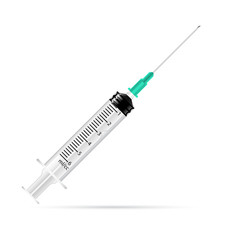 Fototapeta premium Realistic 3d empty plastic medical syringe