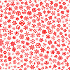 Seamless pattern of snowflakes, red on white