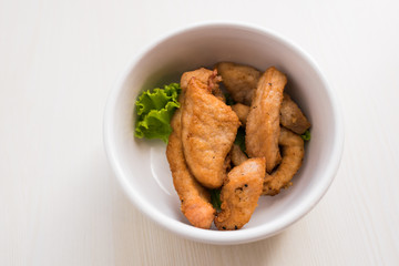 Fried pork ready to served, Thai food, isolated photo