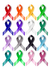 Colorful awareness ribbons 