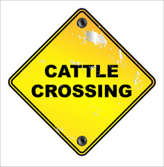 Yellow Cattle Crossing Sign