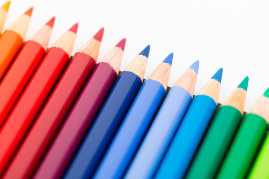 Colourful pencil on white background
