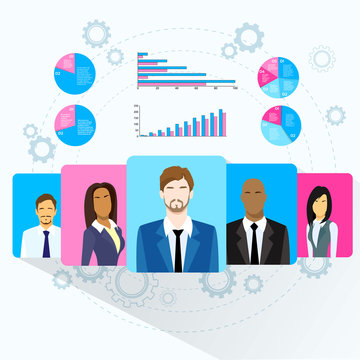 Business People Team Profile Icon Finance Chart Diagram Social Media Marketing Target Group Audience