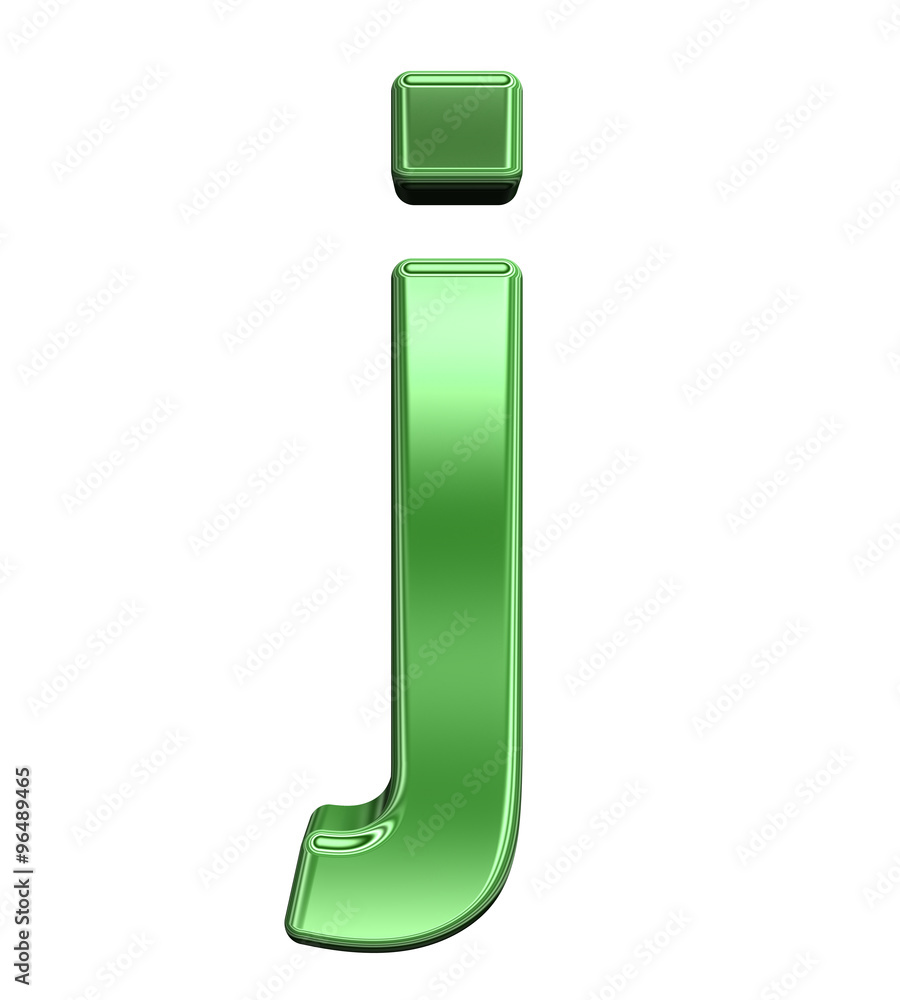 Fototapete one lower case letter from shiny green alphabet set, isolated on white. computer generated 3d photo 