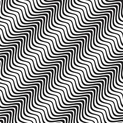 Vector seamless template. Modern geometric background. Curved wavy lines arranged diagonally.
