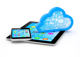 tablet pc, smart phone and cloud