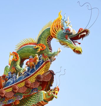 The dragon of decoration closeup for temple