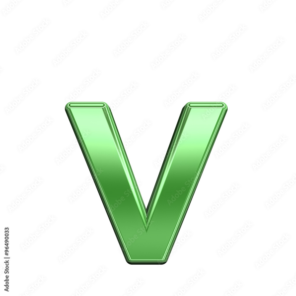 Fototapete one lower case letter from shiny green alphabet set, isolated on white. computer generated 3d photo 