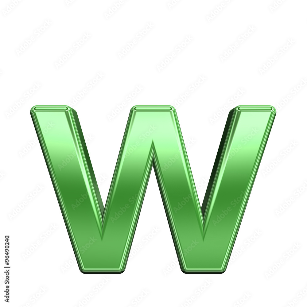 Fototapete one lower case letter from shiny green alphabet set, isolated on white. computer generated 3d photo 