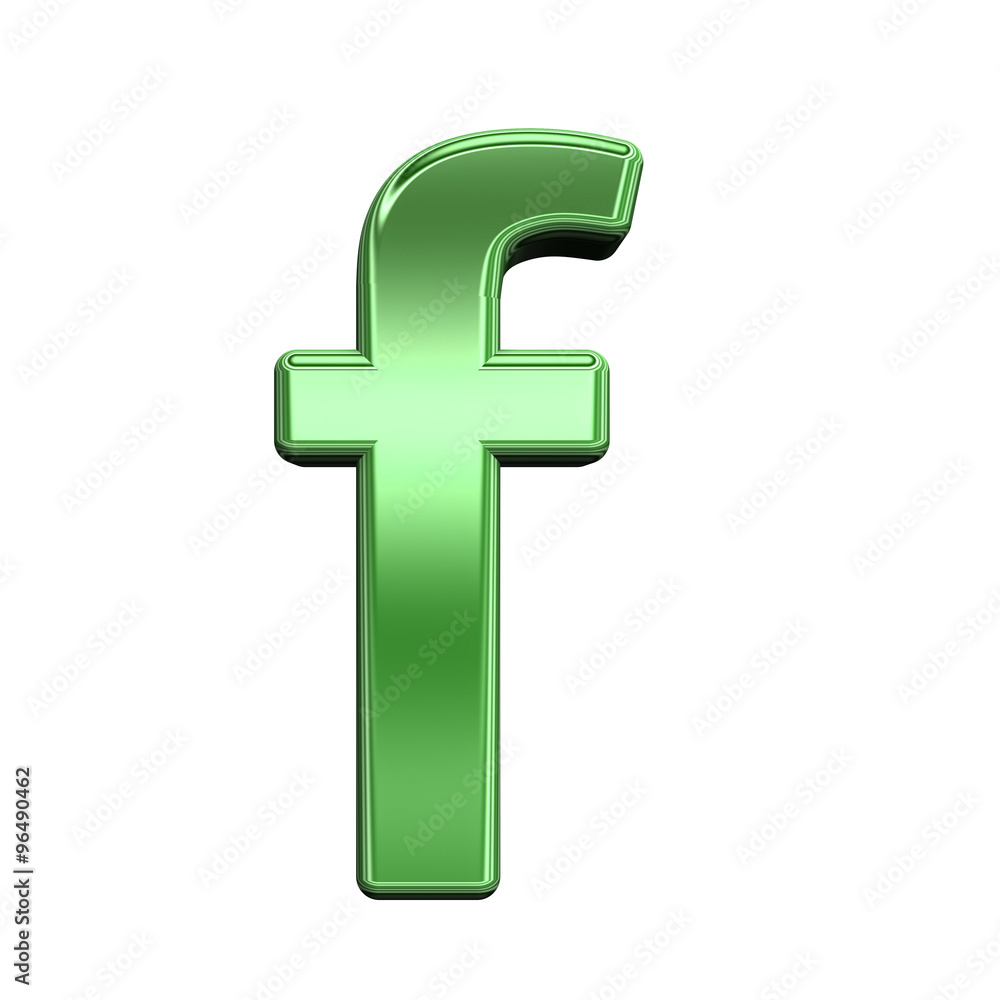 Fototapete one lower case letter from shiny green alphabet set, isolated on white. computer generated 3d photo 
