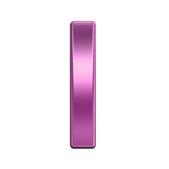 One letter from shiny pink alphabet set, isolated on white. Computer generated 3D photo rendering.