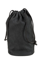 Black textile sack on white background