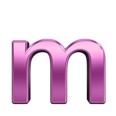 One lower case letter from shiny pink alphabet set, isolated on white. Computer generated 3D photo rendering.