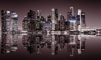 Fototapeta na wymiar Singapore downtown night view