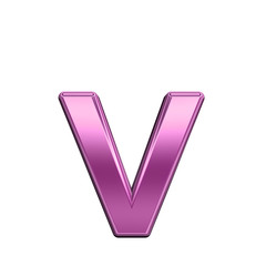 One lower case letter from shiny pink alphabet set, isolated on white. Computer generated 3D photo rendering.