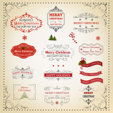 Christmas And New Year Calligraphic And Typographic design eleme