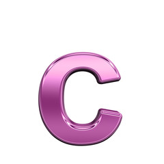 One lower case letter from shiny pink alphabet set, isolated on white. Computer generated 3D photo rendering.