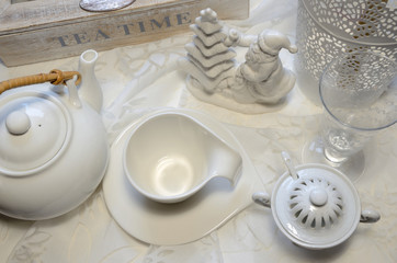 Tea set and Christmas decoration