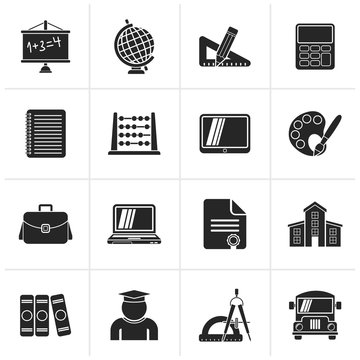 Black School and Education Icons -vector icon set
