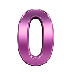 One digit from shiny pink alphabet set, isolated on white. Computer generated 3D photo rendering.