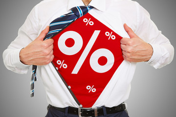 Rabatt und Angebot mit Prozenten