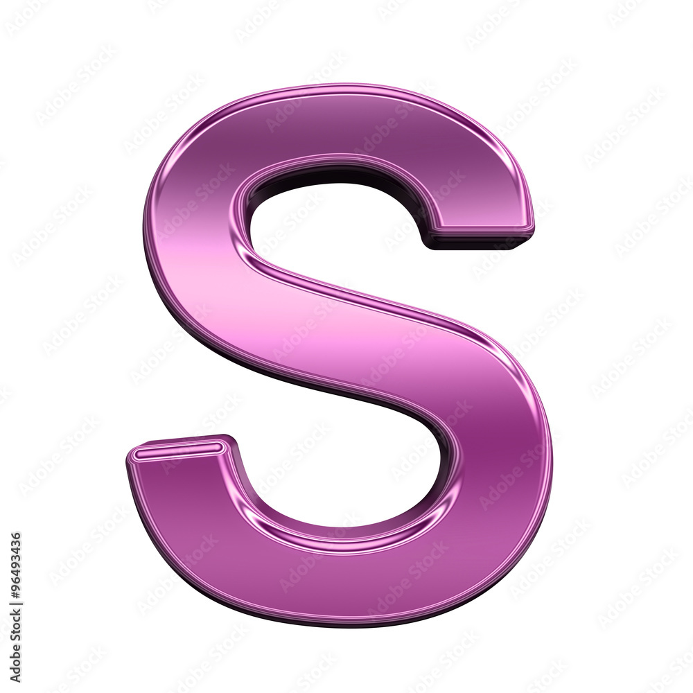 Fototapete one letter from shiny pink alphabet set, isolated on white. computer generated 3d photo rendering.
