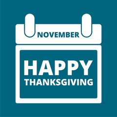 Happy Thanksgiving Day, simple calendar