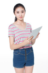 chinese girl  with tablet