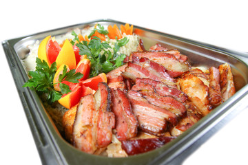 Fototapeta premium Catering food tray on white background