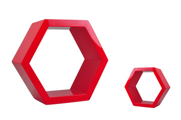 RED HEXAGONS  isolated on white