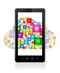 Cloud computing symbol in smartphone