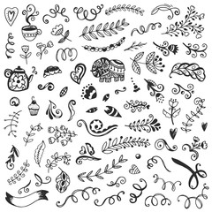 Set of vintage sketch elements