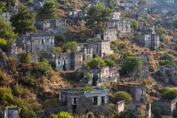 Fototapeta na wymiar Ancient ruins of Kayakoy, Fethiye. Turkey