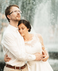 luxury romantic happy bride and groom celebrating marriage 